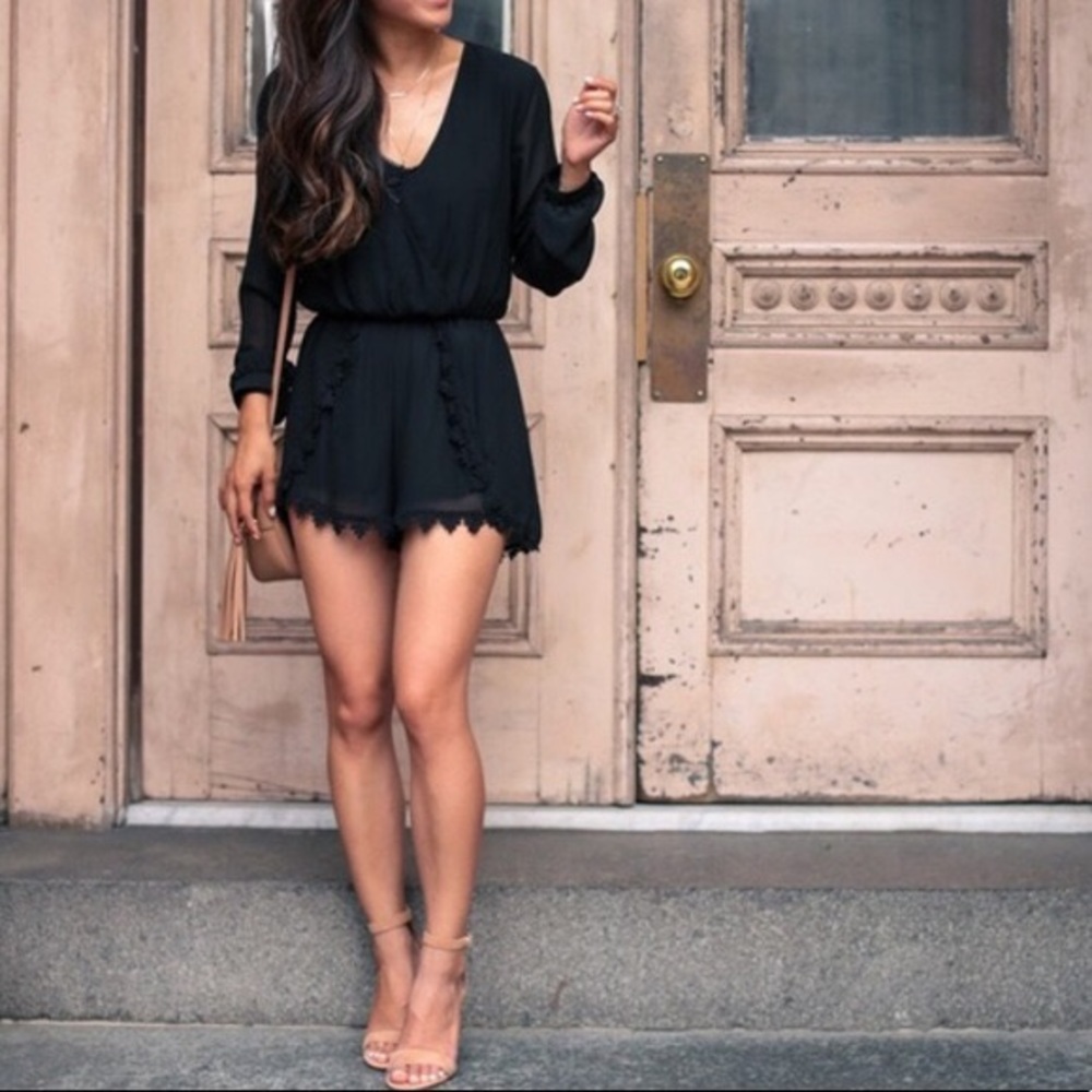 Black long sleeve romper